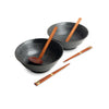 Japansk ramen skålsæt, 6 dele, komplet til 2 personer - Uzu sort Ø22 cm