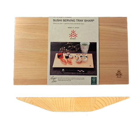Flot sushi tallerken i japansk cyprestræ – mål 27 x 16 x 2 cm
