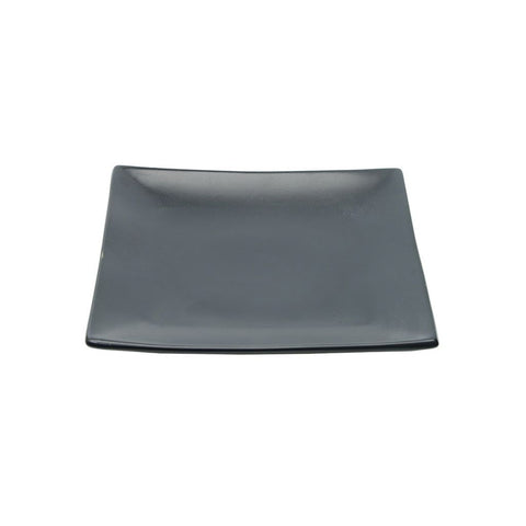 Kvadratisk frokost tallerken eller fad i mat sort - 20,5 x 20,5 cm