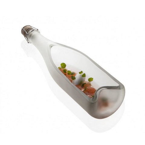 Cava flaske som fad, hvid, 6 stk.   /   Deep Cava Plate White Bottle 6 pcs.