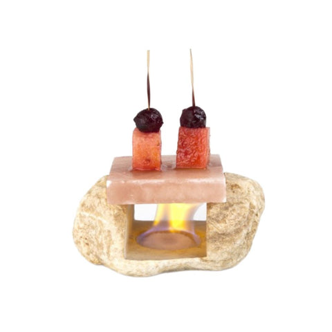 Gul marmor holder til Himalaya salt og serveringsplade