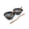 Japansk ramen skålsæt, 6 dele, komplet til 2 personer - Kuro Ø22 cm