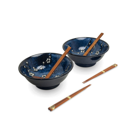 Japansk Ramen bowl set – Hana blue Ø22