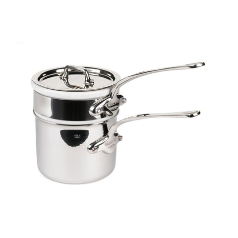 Mauviel Cook Style Bain-marie blank stål - 0,8 liter 12 cm H 16 cm, med porcelænsindsats