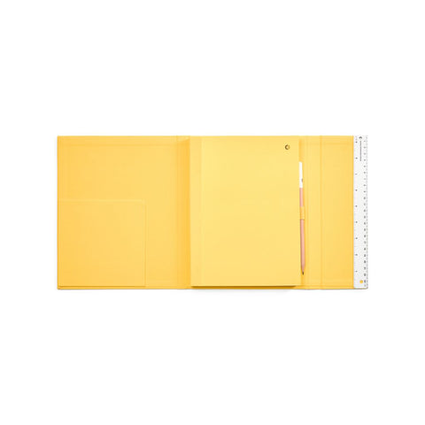 Pantone notesbog med blyant og lineal - gul