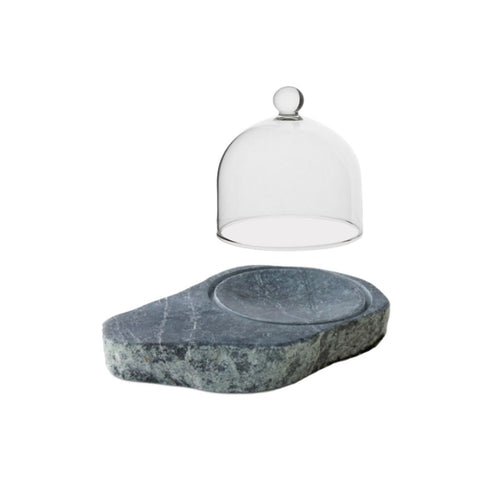 marmor fad med glasklokke