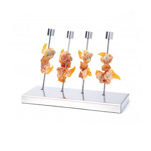 Serveringsplade i rustfrit stål til 4 spyd, 1 stk. / Display Board 4 Skewers 1 pcs.