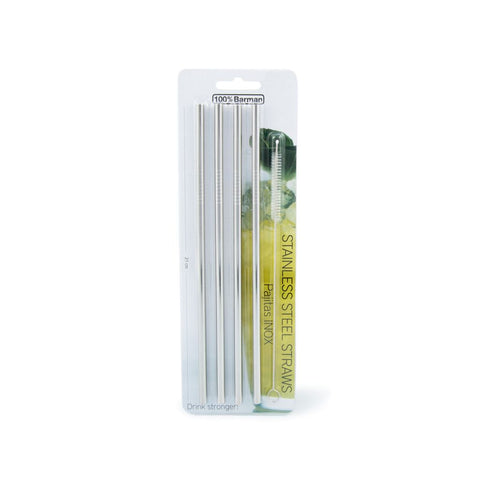 Sugerør i rustfri stål 4 stk / Stainless Steel Straws Straight 4 pcs.