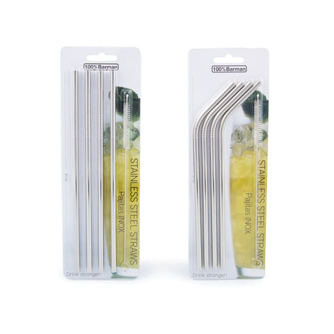 Sugerør i rustfri stål 4 stk / Stainless Steel Straws Straight 4 pcs.