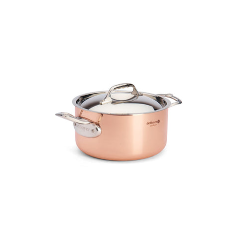 Kobber gryde med låg fra de Buyer 20 cm