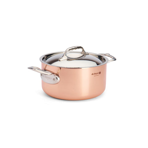 Kobber gryde med låg fra de Buyer 24 cm