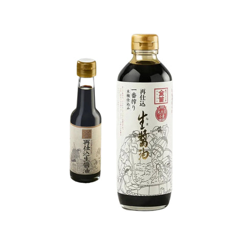 Japansk sojasauce med fløjlsblød tekstur i 150 ml og 600 ml – begge størrelser i original japansk emballage med autentisk premium kvalitet.