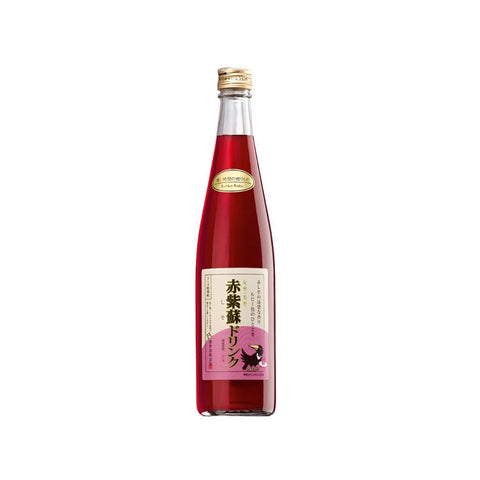 Rød shiso juice i original japansk glasflaske – autentisk japansk shiso juice med intens smag og flot naturlig farve.