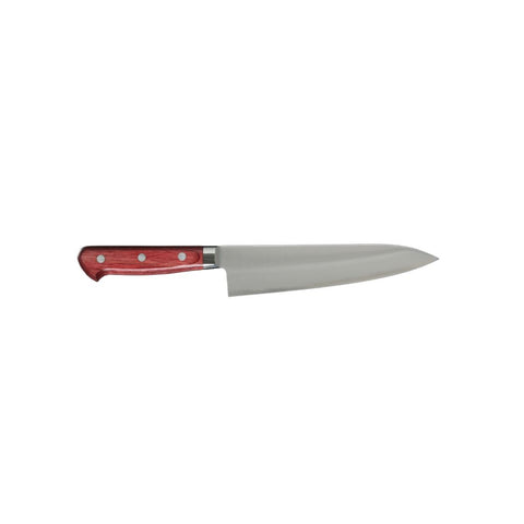 Takamura Gyuto 180 mm – en af verdens mest anerkendte japanske kokkeknive med ultratynd SG2-pulverstålsklinge, ekstrem skarphed og elegant rødt pakkatræshåndtag. Håndlavet i Echizen, Japan, og værdsat af professionelle kokke for sin exceptionelle præcision og skæreoplevelse.