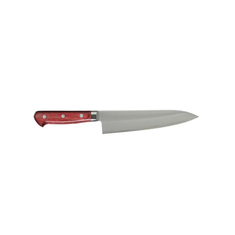 Takamura Gyuto 210 mm – en af verdens bedste japanske kokkeknive med ultratyndt SG2-pulverstål, ekstrem skarphed og en elegant rød pakkatræshåndtag. Håndlavet i Echizen, Japan, og værdsat af både professionelle kokke og madentusiaster for sin enestående skæreoplevelse.