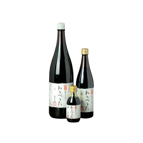 Tamari Warabeuta glutenfri tamari i originale japanske flasker 200 ml, 1 liter og 1,8 liter – autentisk japansk premium tamari med intens umami, naturlig fermentering og glutenfri kvalitet til både hjemmekøkken og professionel madlavning.