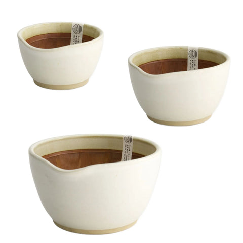 Hvid japanske suribachi morter - fås i flere størrelser Ø12, Ø15 og Ø18