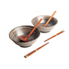 Japansk ramen skålsæt, 6 dele, komplet til 2 personer - Uzu brun Ø22 cm