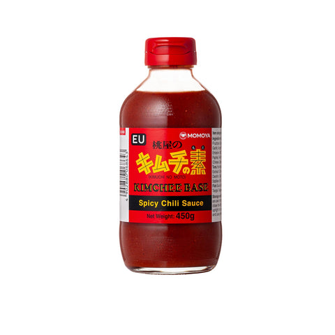 Momoya Kimchee Base Spicy Chilli Sauce 450 g – autentisk japansk kimchi-base med fyldig umami, hvidløg, ingefær og chili. Perfekt til hjemmelavet kimchi, marinader, risretter, nudler, supper og wokretter.