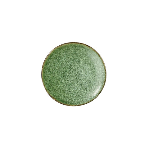 Japansk porcelæn - Lille tallerken på fod i skovgrøn