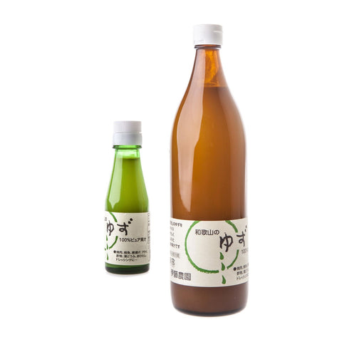 apansk yuzujuice i 100 ml og 900 ml glasflasker – autentisk yuzujuice direkte fra Japan.