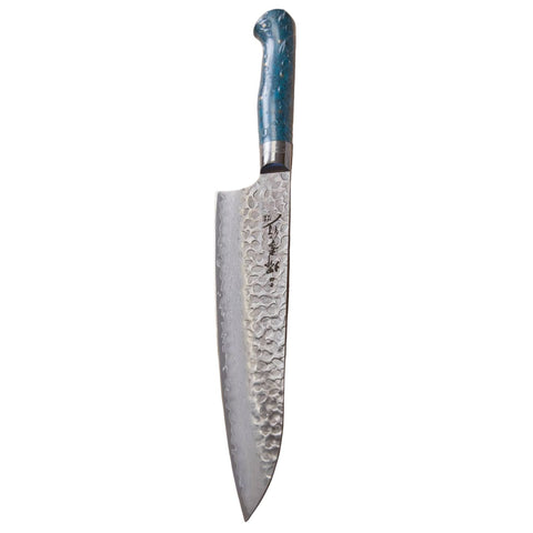 Japanske kokkeknive Damascus
 - Limited edition 210 mm med turkis skaft