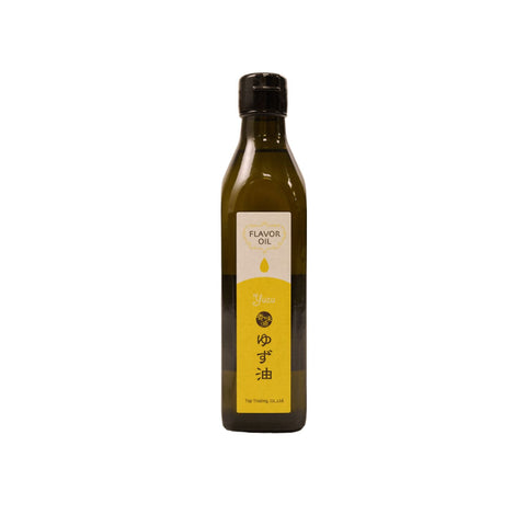 Yuzuolie kombineret med olivenolie 270 g i original japansk glasflaske – autentisk japansk gourmetolie med frisk yuzu, ekstra jomfruolivenolie og fyldig citrusaroma, perfekt til salater, fisk, skaldyr, kød og gourmetretter.