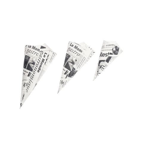 Aviskræmmerhuse medium, 200 stk.  /  Paper Cone Newspaper M 200 pcs.