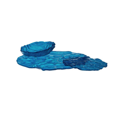 Blå dyb glas tallerken/skål - Caribbean Blue, 2 stk.