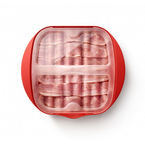 Bacon maker i rød plast fra Lékué