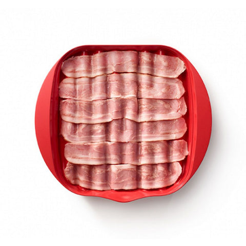 Bacon maker i rød plast fra Lékué