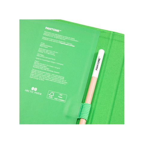 Pantone notesbog med blyant og lineal - grøn