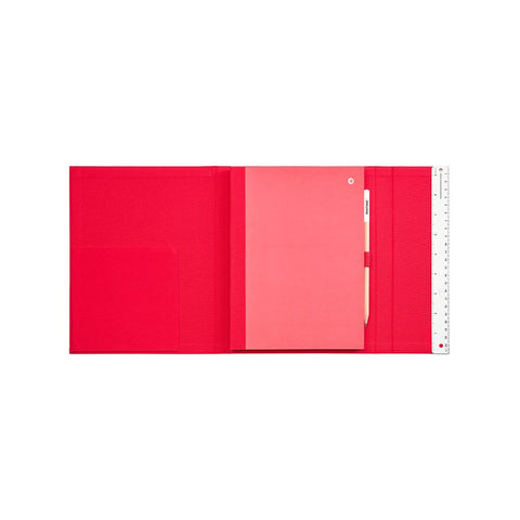 Pantone notesbog med blyant og lineal - rød