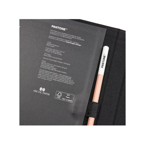 Pantone notesbog med blyant og lineal - sort