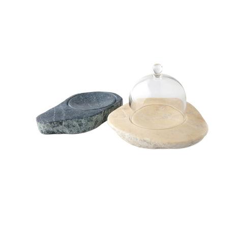 marmor fad med glasklokke