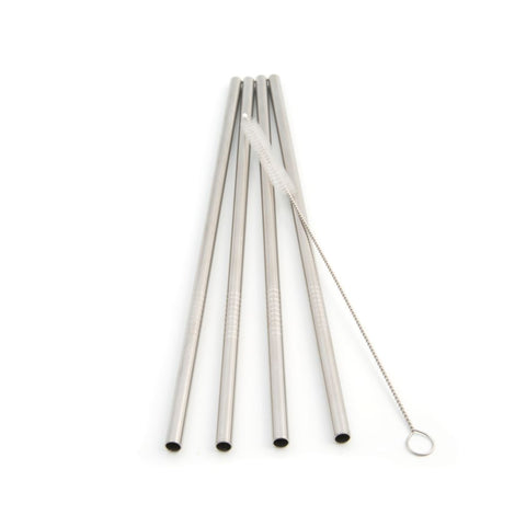 Sugerør i rustfri stål 4 stk  /  Stainless Steel Straws Straight 4 pcs.