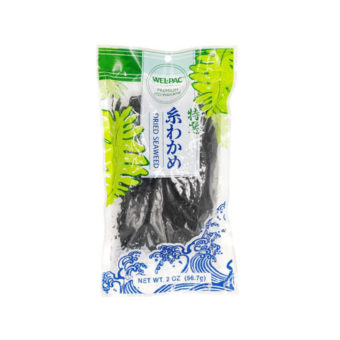 Premium Wakame tang 56 g i original emballage – førsteklasses tørret wakame med flot mørkegrøn farve, silkeblød tekstur efter iblødsætning og en ren, fyldig umami. Perfekt til misosuppe, ramen, salater, nudelretter og autentisk japansk madlavning.
