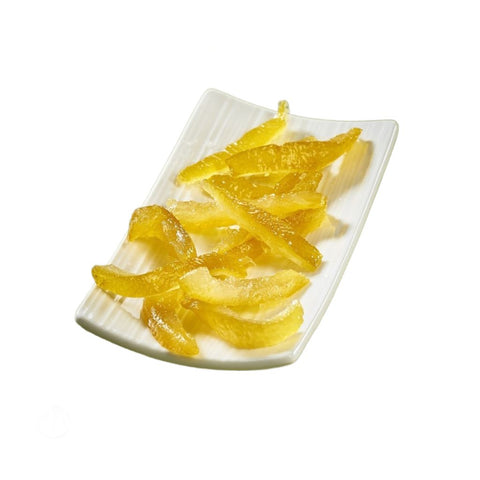Kandiseret yuzu skal – de smukke gyldne stykker fremhæver den autentiske japanske yuzu med frisk citrusaroma.