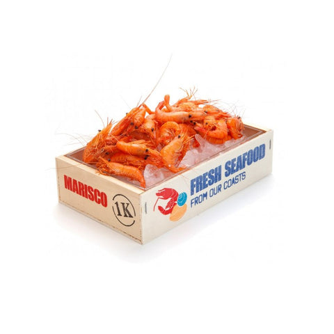 Fisk & skaldyr serveringskasser med tryk, seafood box - 1 kg, 8 stk.