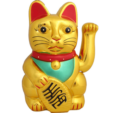 KÆMPE Vinke kat / Lucky cat XXL 45 cm - i  guld til batterier